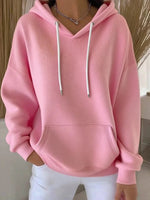 Casual Solid-color Trendy Hoodie With Drawstring Long-sleeve Hooded Sweatshirt