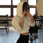 Chic Hooded Fleece-lined Thickened Long-sleeve Sweatshirt Womens Oversized Fit