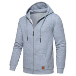 Mens Plaid Jacquard Long-Sleeve Hooded Zip-Up Sweatshirt