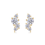 S925 Sterling Silver Asymmetrical Cluster Stud Earrings, D-VVS1 Moissanite, Platinum Plated 2.3g Women's Jewelry Gift Box