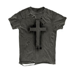Fashionable Y2K-style Short-sleeve T-shirt With A Cross Design Mens Top