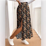 Floral-print Split Ruffled Skirt Sweet And Slimming