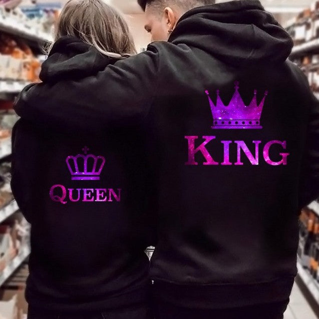 KING QUEEN Series Couple Hooded Pullover Sweatshirts
