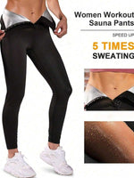 Sauna Sweat Pants For Women High Waist Compression Slimming Leggings Workout Hot Thermo Pant With Adjustable Hook-and-eye Closures