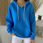Casual Solid-color Trendy Hoodie With Drawstring Long-sleeve Hooded Sweatshirt