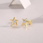 S925 Sterling Silver Star Stud Earrings, 3mm D-VVS1 Moissanite, Platinum Plated 2.1g Women's Jewelry Gift Box