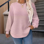 E005 Waffle-knit Crewneck Sweatshirt For Women