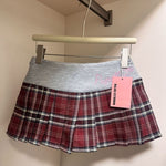Plaid Pleated Skirt High-waisted A-line Design Statement Midi Skirt
