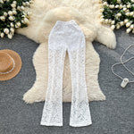 Pure And Alluring Versatile Thin Sheer Lace Pants Casual And Tight-fit