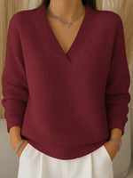 Women's Casual Loose Fashion Solid Color Waffle Long Sleeve Pullover