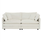 Modern Fabric Double Sofa With 4 Pillows