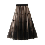 Bow-knot Tulle Skirt For Fallwinter Figure-flattering High-waisted A-line Style