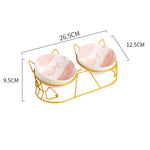 Cute Cat Tall Ceramic Double Bowl