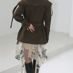 Lace-trimmed Asymmetrical High-waisted Skirt
