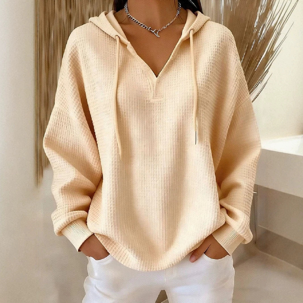 Casual Solid-color Trendy Hoodie With Drawstring And Long Sleeves