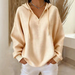 Casual Solid-color Trendy Hoodie With Drawstring And Long Sleeves