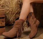 Suede Vintage Autumn Chunky Heeled Ankle Boots