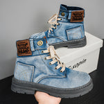 Plus Size Men's Mid-top Denim Casual All-matching Work Clothes Martin Boots