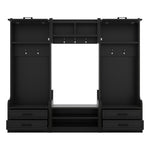 4-in-1 Detachable Hall Tree With Storage And 7 Hooks, Multiple Functions Hallway Coat Rack With Storage Drawers And Cabinet, Black Shoe Bench For Entryway Hallway