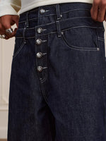 Retro Double-waist Jeans With Buttons Flared Legs Versatile Style
