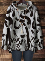 Ink-splatter Floral-print Hooded Sweatshirt Womens New Autumn Casual Cartoon Skull Hoodie