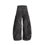 Washed Distressed Patchwork Loose Wide-Leg Pants For Men