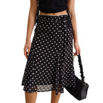 French-style Asymmetrical Strap Black And White Midi Dress