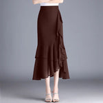 Womens Irregular Ruffled Chiffon Skirt