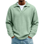 Waffle-Paneled Polo Shirt Mens Lapel Knitwear