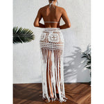 Beach Cover-up Skirt Hand-crocheted Long-tassel Midi Skirt