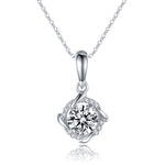 S925 Sterling Silver 1ct D-VVS1 Moissanite Necklace, Twisted Pendant Design, Platinum Plated 40&45cm Chain, GRA Certified Jewelry Gift Box