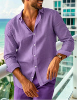 Mens Long-sleeve Lapel-button Shirt