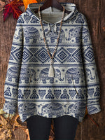 Ink-splatter Floral-print Hooded Sweatshirt Womens New Autumn Casual Cartoon Skull Hoodie