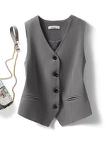 Womens Solid-color Versatile Blazer Vest