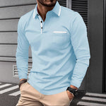 Mens Business-Casual Long-Sleeve Polo Shirt