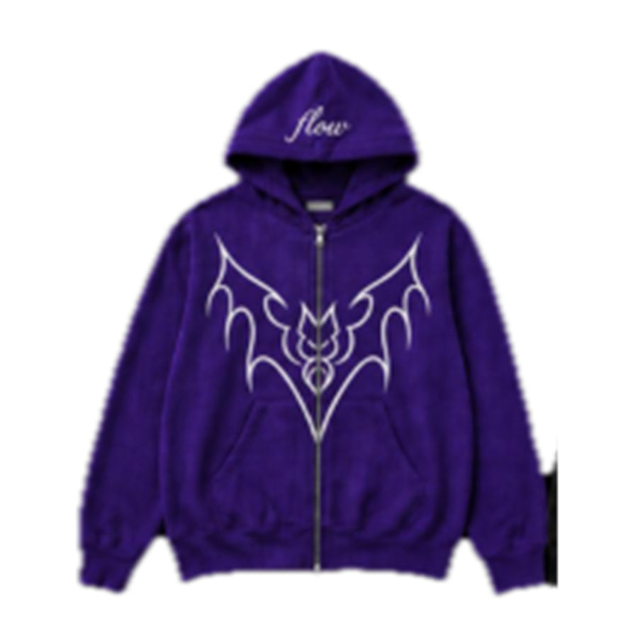 Couples Matching Hooded Zip-Up Jacket With Positioning Print