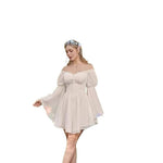Off-shoulder Slim-fit Lace-up New Chiffon Long-sleeve Dress