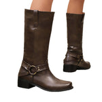 Plus-size Square-toe Bootie Denim Boots For Women