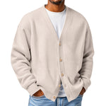 Mens Casual Loose-fit Long-sleeve Knitted Cardigan