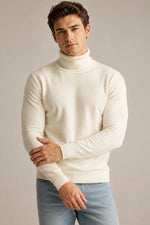 Mens New High-neck Long-sleeve Sweater