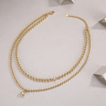 S925 Sterling Silver Gold Plated Layered Beaded Necklace, 1ct Pear D-VVS1 Moissanite Pendant, 23.3g Heavyweight Jewelry With GRA Certificate Gift Box