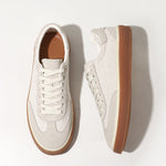 Low-top Casual Shoes With Cowhide And Linen Patchwork