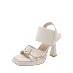 European And American-style Suede Square-toe Thick-soled Stiletto Sandals