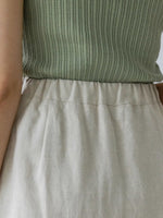 Womens Linen Straight Skirt With Side Slits