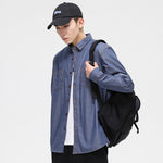 Mens Long-sleeve Shirt Slim-fit Casual Jacket