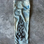 Retro Hip-Hop Fashion Patterned Print Denim Jeans
