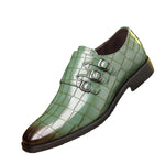 Men's Work Utility Footwear Casual Pointed-Toe Buckled Leather Shoes