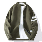 Mens Thermal Knitted Jacket With A Mock Neck And Long Sleeves