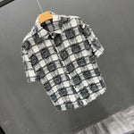 Chanel-style Mens Short-sleeve Lapel Shirt Summer Casual