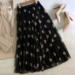 Early Spring Tulle With Heart Print Fairy-Like Gauze Skirt